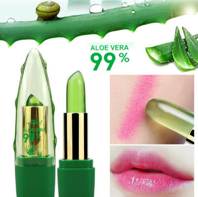 Aloe Vera Gel Color Changing Lipstick Gloss Moisturizer Anti-Drying Desalination Fine-Grain Lip Blam Care