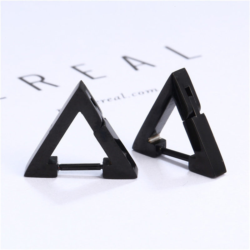 Stainless Steel Creative Hoop Earrings Women Triangular Earrings Fashion Jewelry Huggie Men Punk Hiphop