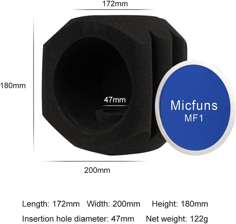 Filtro Pop per Microfono Professionale per Parabrezza E Parabrezza, Filtro Acustico per Microfoni Da 4,5 "-6 Cm, Schiuma Fonoassorbente Che Riduce Il Rumore E I Riflessi