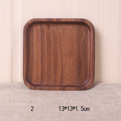 Japanese Style Wooden Black Walnut Rectangular Dinner Plate