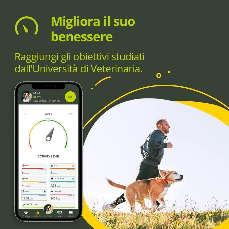 - GPS per Collare Cani E Gatti Evo - Tracker Salute E Attività - GPS Satellitare per Collare GPS Gatto E Cane - GPS Cani Waterproof - Localizzatore Con Alert Istantaneo E LED - Verde