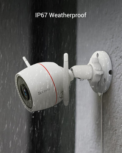 Telecamera Wifi Esterno 3Mp, Videocamera Sorveglianza Esterno Wifi Con Visione Notturna a Colori 30M, IP Camera Con Intelligenza Artificiale, Rilevamento Di Persone, Funziona Con Alexa Outpro