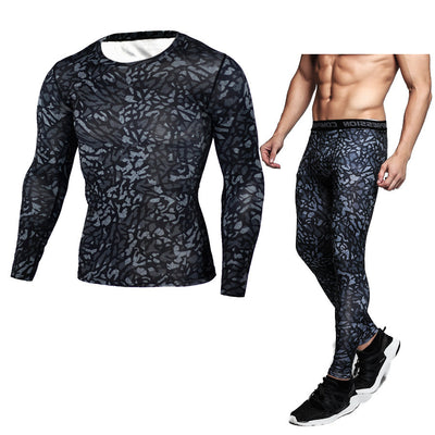 Camouflage Compression Baselayer Set Sports Compression Set Long Sleeve T-Shirt Tights Exercise Clothes Workout Bodysuit Fitness Suits for Men