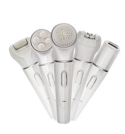 5 in 1 Multi-Functional Portable Face and Body Skin Care Electric Massager Scrubber with Facial Latex Brush