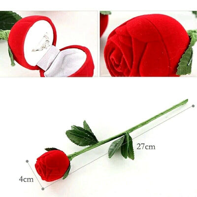 Romantic Red Rose Flower Ring Gift Box for Anniversary Wedding Proposal & Gifts