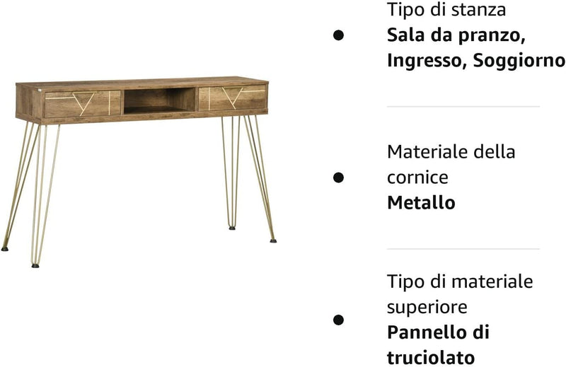 Tavolo Consolle in Truciolato E Acciaio per Ingresso E Soggiorno Con Piano D&