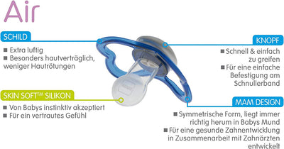 Istruzioni in Lingua Straniera  Ciuccio Air in Silicone, Set Da 2 Pezzi, Extra Leggero E Arioso, per Bambini, Adatto Ai Denti, in Speciale Silicone Skinsoft, 16 Mesi, Elefante/Leone