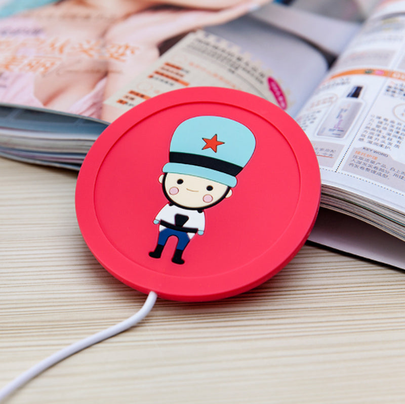 Cartoon PVC Insulation Heating Coasters USB Heating Coasters