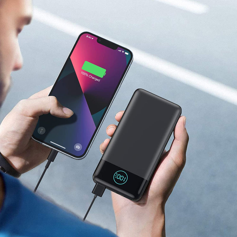 Power Bank 13800Mah,Ultra Sottile & Leggero Caricatore Portatile Con Display LCD,3A PD USB C Ingressi&Uscite Powerbank Con Torcia LED Batteria Esterna per Iphone Samsung Huawei Xiaomi Ecc-Nero