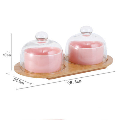 Creative Tableware Ceramic Bird'S Nest Dessert with Glass Lid