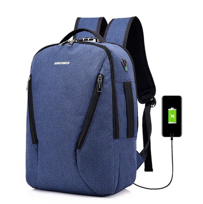 New Double Shoulder Bag Male Outdoor Travel College Schoolbag Computer Knapsack USB Charging, Waterproof and Anti-Theft