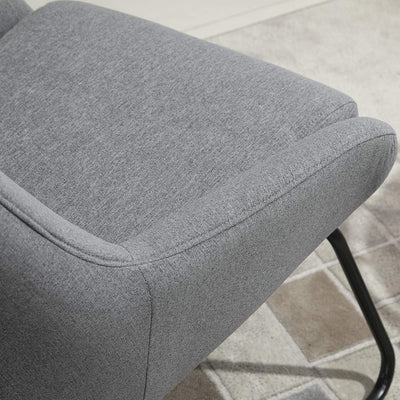 Set Poltrona Con Pouf Poggiapiedi Imbottiti, Arredamento Casa E Ufficio in Metallo E Tessuto, Grigio