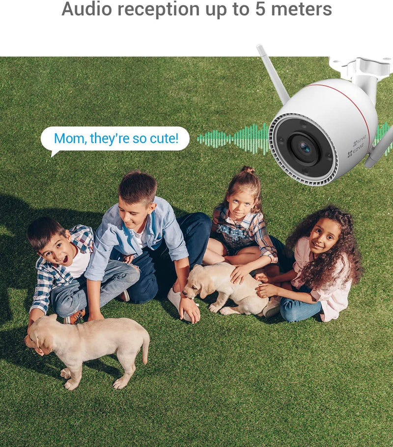 Telecamera Wifi Esterno 3Mp, Videocamera Sorveglianza Esterno Wifi Con Visione Notturna a Colori 30M, IP Camera Con Intelligenza Artificiale, Rilevamento Di Persone, Funziona Con Alexa Outpro