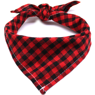 Pet Dog and Cat Plaid Cotton Triangle Scarf