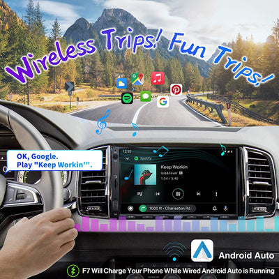 F7 WE 7 Pollici Autoradio 2 DIN, Carplay Senza Fili E Android Auto Senza Fili, Schermo Tattile Stereo Auto Con Bluetooth, Mirror Link, Vista Posteriore in Diretta, Ricarica Rapida, F7G2A7WE