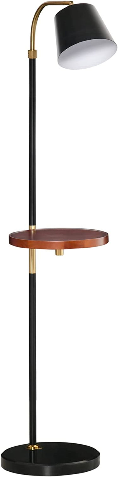 Lampada Da Terra Con Ripiano Da Ф29.5Cm, Lampada Da Pavimento per Salotto Compatibile Con Lampadine E27 Da 40W, Metallo Nero E Oro