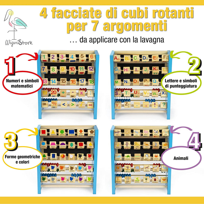 Giochi Montessori 2 3 4 5 Anni, Giochi Bambini, Gioco Piramide Regalo Bambino Bambina Giocattoli Educativi in Legno Con Lavagna Magnetica Abaco Cubo