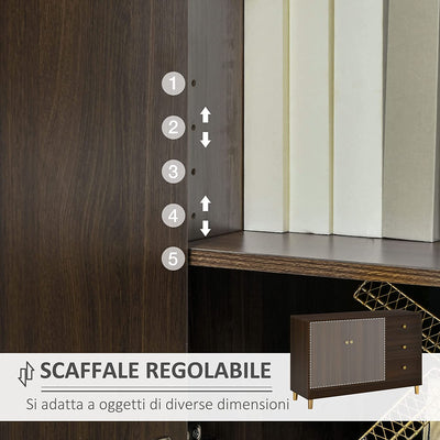 Credenza Moderna Con 3 Cassetti E Ripiano Interno Regolabile, Mobiletto Multiuso in MDF, Adatto a Ogni Spazio Interno, 120X42.5X80Cm, Marrone