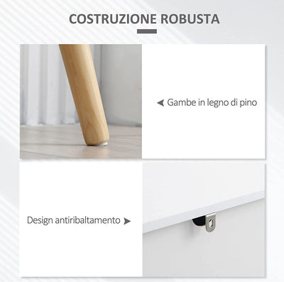 Mobile Da Salotto Con 2 Armadietti a 2 Ante E Cassetto, Credenza Moderna Mobiletto Multiuso in Truciolato E Legno Di Pino, 98X39X81.5 Cm, Grigio E Bianco