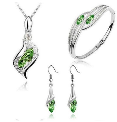 New Angel Elf Earrings Necklace Bracelet Three-Piece Austria Crystal Alloy Jewelry Set Wholesale