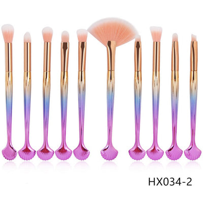 The Shell Makeup Brush Set - Purple Bristles