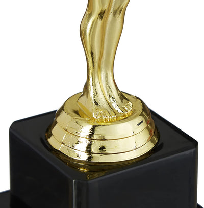 Statuetta, Premio Con Podio Quadrato, Statua Con Corona, Cinema & Hollywood, Idea Regalo, Decorazione,18Cm,Oro Gioventù Unisex, 1 Pz