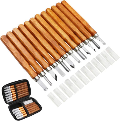 14Pcs Kit Di Strumenti per Intaglio Del Legno - Scalpelli per Intaglio Professionali Coltello Manico Intaglio Sculture Esperti Di Carpentieri Principianti Con Coperture Protettive