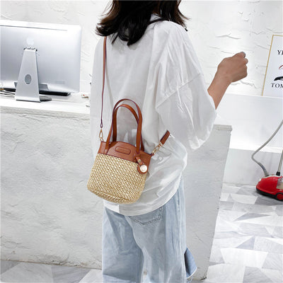 Fashion Straw Bag One-Shoulder Messenger Bag Portable Beach Bag