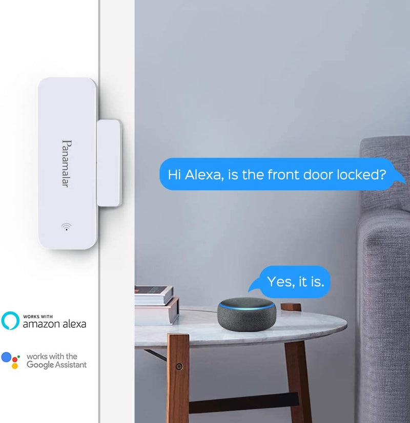 Sensore per Porte E Finestre Wifi,Rilevamento Intelligente Dello Stato Della Porta, Invia Avviso Al Telefono,Funziona Con Alexa Google Home, Accessorio per Dispositivo Smart Home Con Scena