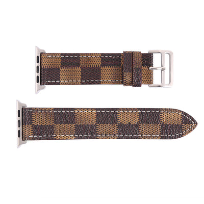 Compatible with Apple, Watch Strap Iwtch Strap Checkered Iwatch Leather Watchband