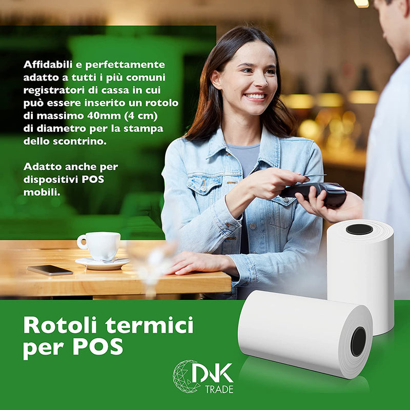 20 Rotoli Pos in Carta Termica Di Alta Qualità 57X20 Metri, Ideali per I Dispositivi POS Nexi, Nexa, Sumup E Altri Dispositivi POS Compatibili. (20)