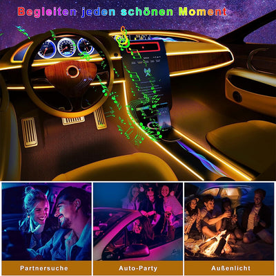 Illuminazione Interna Auto 5V 5050 RGB 4M, Led Strip Car Con App,Pulsante Di Controllo, Luce Di Atmosfera USB Neon Musica Striscia Nero Cavo