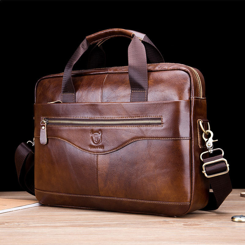 First Layer Cowhide Multifunctional Briefcase