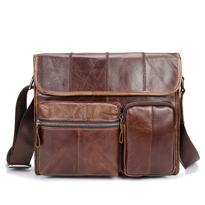 Foreign Trade Leather Bag Cross Section Bangalor Retro Head Leather Satchel Oil Wax Men Leisure Bag