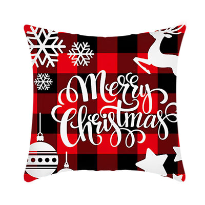 2021 Merry Christmas Cushion Cover 45Cm Elk Santa Claus Short Plush Sofa Pillow Cover Home Decor Pillowcase Christmas Decoration