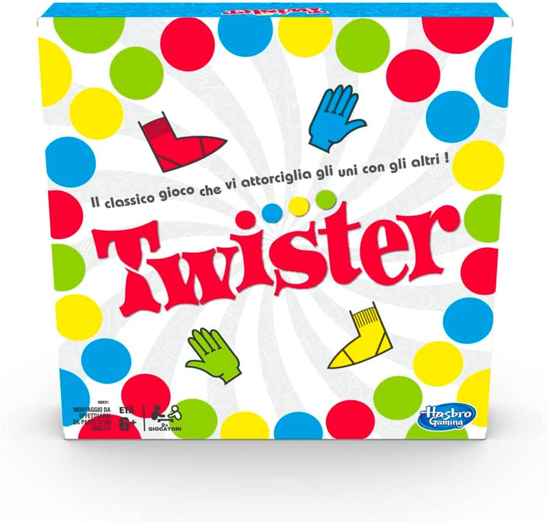 Twister Gioco in Scatola, Include 1 Tappeto Twister, 1 Ruota E Le Istruzioni, Versione 2020 in Italiano, Multicolore