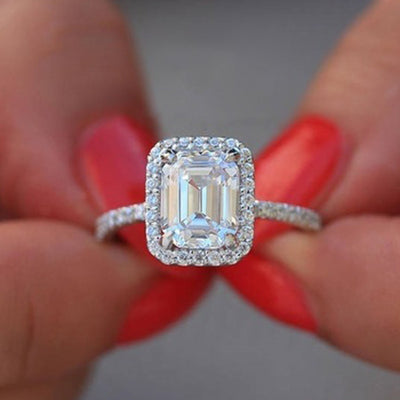 New 3.5 Carat Emulation Diamond Rectangle Princess Ring