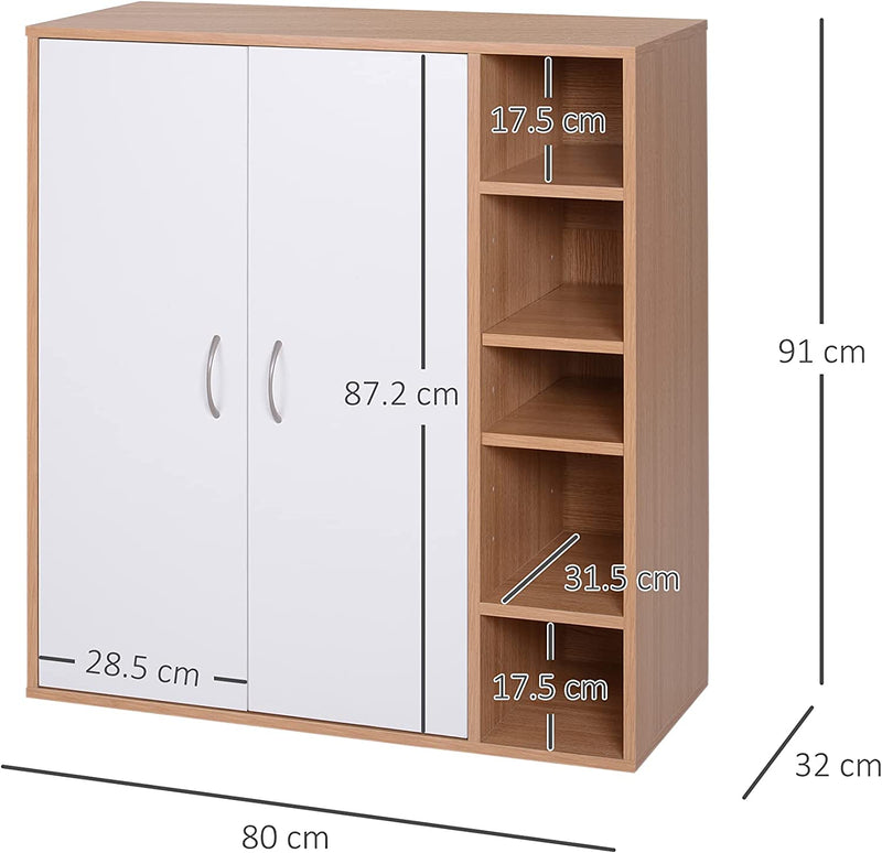 Scarpiera Slim Da Parete, Mobile Multiuso Con 2 Ante E Ripiani Regolabili per Camera Da Letto E Ingresso, in Legno, 80X32X91Cm