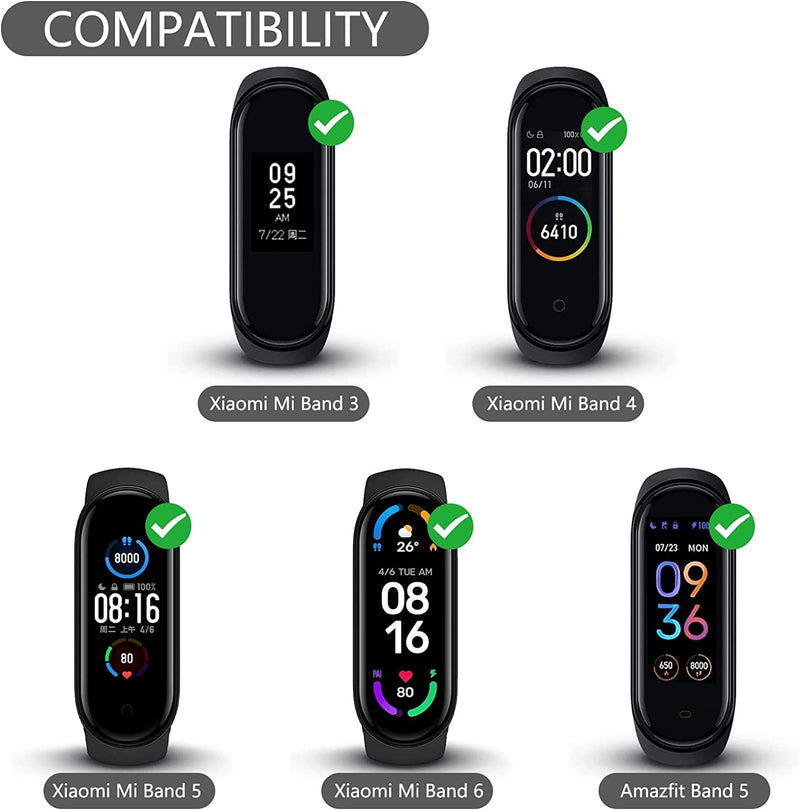 3 Pezzi Cinturino per Xiaomi Mi Band 6/Mi Band 5/Mi Band 4/Mi Band 3, Cinturino Regolabile Rlastico per Amazfit Band 5/Xiaomi Mi Band 6/Mi Band 5/Mi Band 4/Mi Band 3 (Packb)