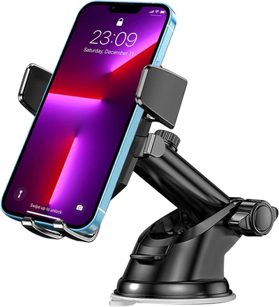 Supporto Cellulare Auto, Supporto Smartphone Auto 360° Di Rotazione Con Regolabile Clip E Braccio Estensibile E Potente Ventosa, per Cruscotto E Parabrezza Adatto a Quasi Tutti Gli Smartphone