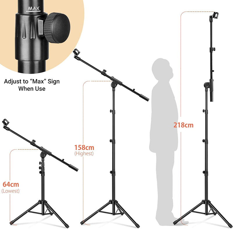 Asta a Giraffa per Microfono Con 2 Diversi Clip Supporto per Microfono Treppiede Altezza Regolabile per Concerti Videoconferenze Palchi Matrimoni Modello CY0239