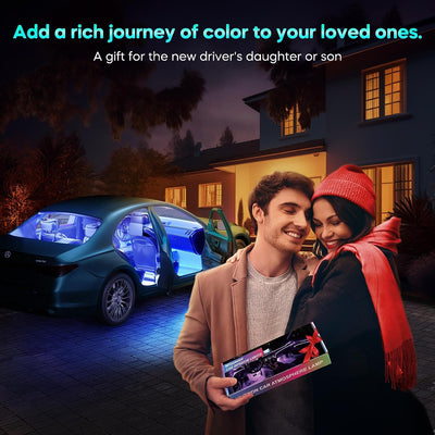 Led Auto Interni Con APP, Accessori Auto, Regalo Festa Della Mamma, Uomo, Donna, Compleanno, Strisce Led Auto Con Porta USB Controllo APP