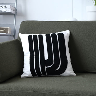 Modern Jane Wave Dot Geometric Black and White Cushion