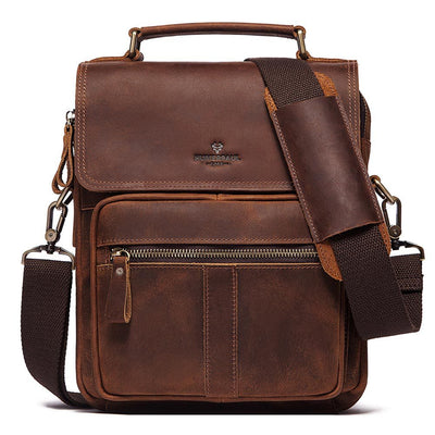 Leather Shoulder Bag Retro Men'S Cowhide Messenger Bag Large Capacity Men'S Leather Briefcase