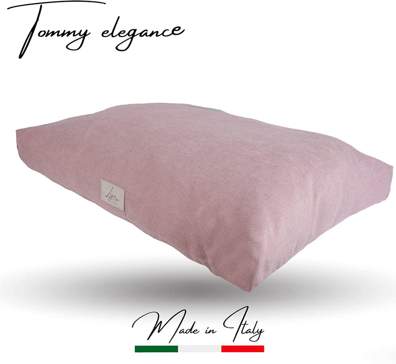 Tommy Elegance - Cuscino Materasso per Cani in Tessuto Realizzato Artigianalmente in Italia. Cuccia Lettino Materassino per Cane Sfoderabile Lavabile.(M: 100 X 60 Cm, ROSA ELEGANCE)