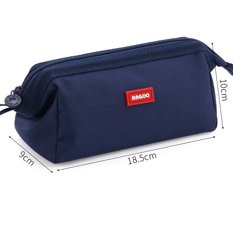 Large-Capacity Canvas Pencil Case, Double Zipper, High Stationery Box