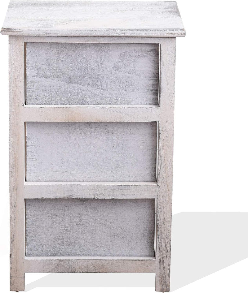 Rebecca SRL Comodino Mobiletto Con 3 Cassetti Bianco Grigio Shabby Chic Camera Arredo Casa (Cod. RE4565)