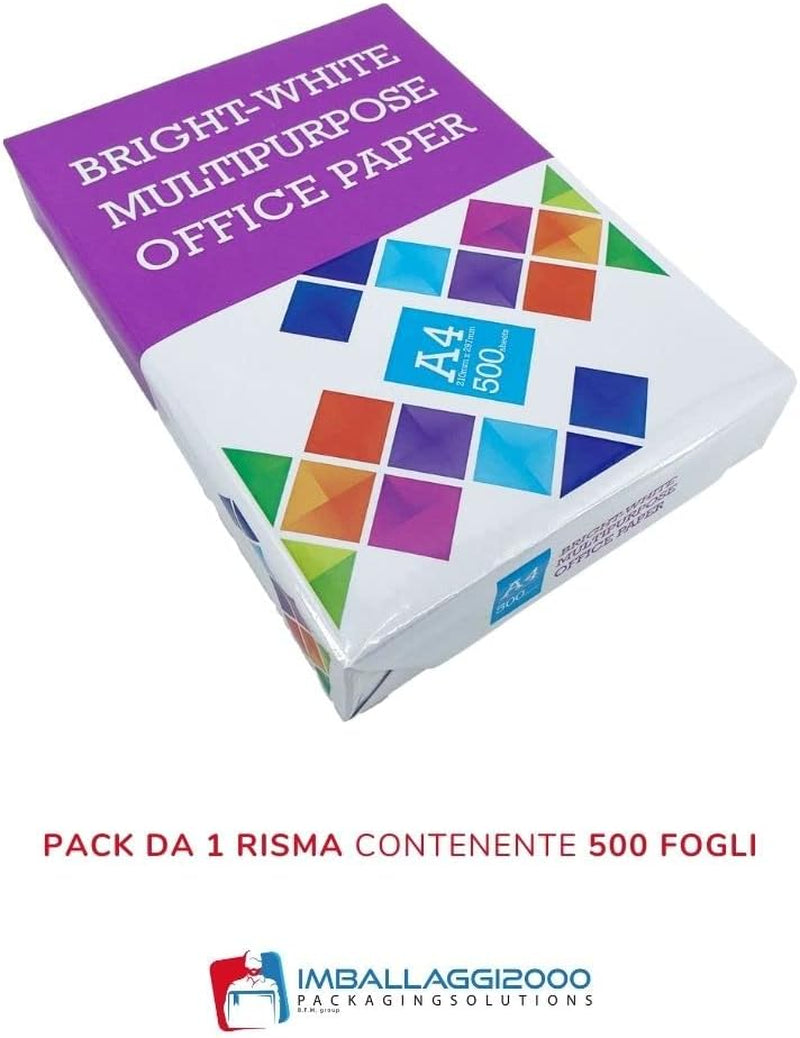 - Risma Carta A4, 1 Pack Da 500 Fogli A4 per Stampante, 80 Gr/Mq - Carta A4 Stampante, Ideale per Rifornimento Cancelleria Ufficio - Carta Stampante A4 Bianca per Tutte Le Stampanti