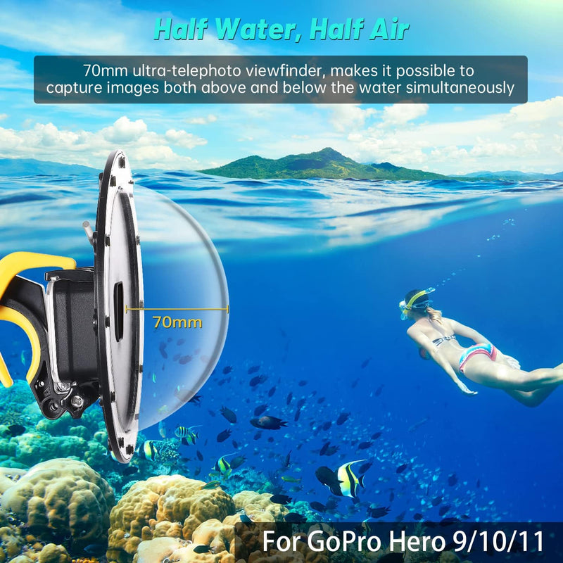 Subacquea Custodia per Gopro Dome Port: per Gopro Hero 11 10 9 Black Impermeabile Protettiva Cupola Diving Fotografia per Go Pro Action Cam Fotocamera