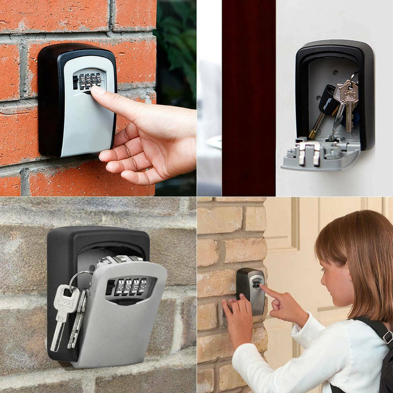 UK 4 Digit Combination Key Lock Box Wall Mounted Key Safe Security Box Outdoor